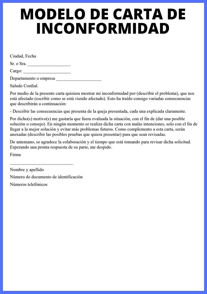 Carta De Inconformidad Cómo Redactarla Y Modelo 9172